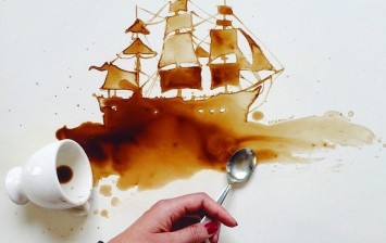 Artist Uses Coffee Stains, Chocolate Sauce To Make Creative Illustrations Read more: http://designtaxi.com/news/377280/Artist-Uses-Coffee-Stains-Chocolate-Sauce-To-Make-Creative-Illustrations/#ixzz3eloslMPd