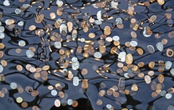 coins throw into fountains