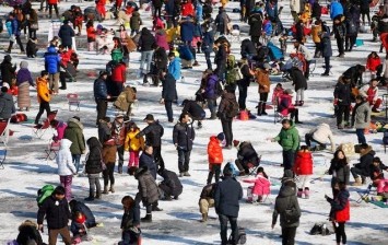 Ice fishing in South Korea