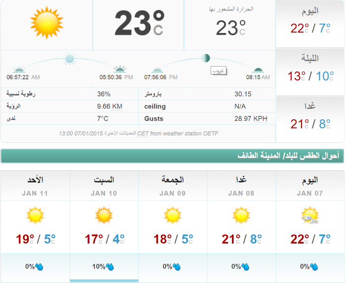 الطايف طقس الطقس لمدة