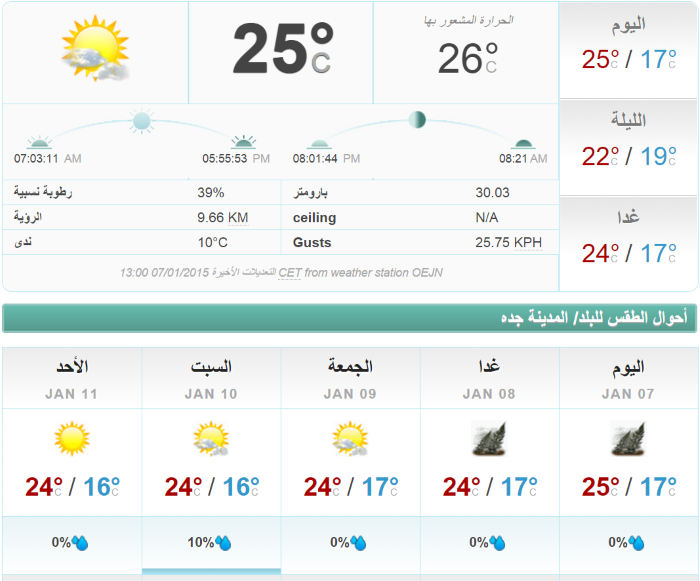 طقس جدة اليوم وغدا