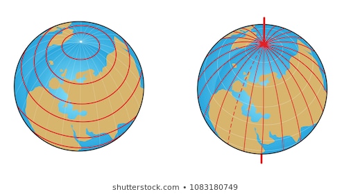 وهمية الأرضية الكرة نموذج ترسم عرضية والخرائط على دوائر دوائر العرض